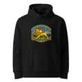 Black hoodie with a Persian Lion and Sun emblem on the chest, showing a lion holding a sword beneath a sun with a human face
